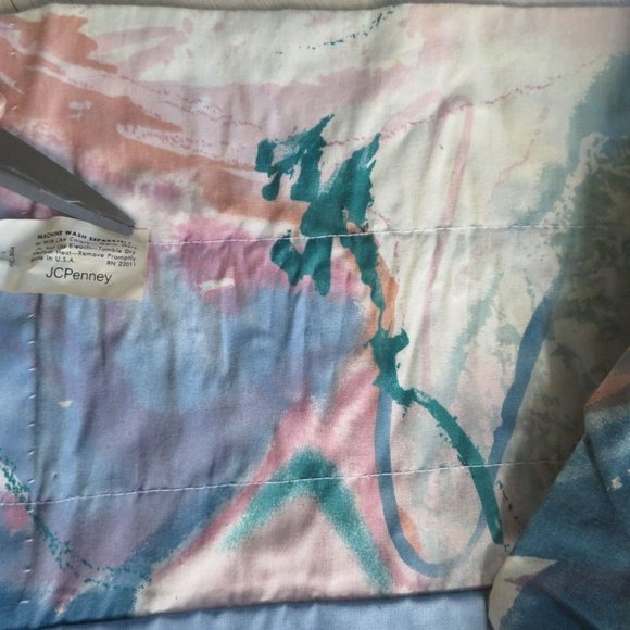 Vintage 80s JC Penny Blouson Valance Window Curtain Pink Blue 23 x 87 USA Made - Picture 5 of 8